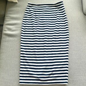 J. Crew navy and white striped pencil skirt. Who doesn’t love the nautical look!